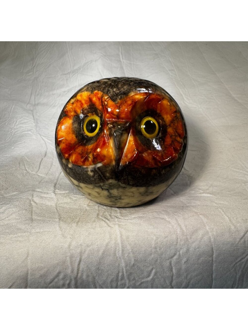 Vintage Carved Owl MCM 50s 60s Alabaster Paperweight Noymer Handcrafted Italy